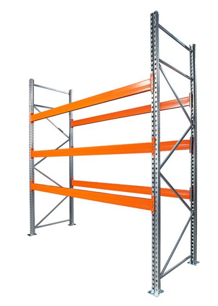 Basisrek grond + 3 niveaus draagbalken
capaciteit : 8 europalletten