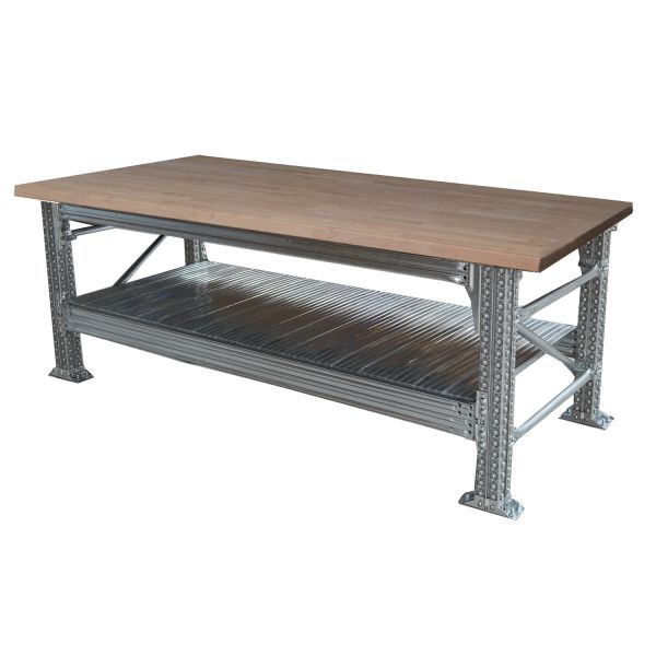 Werkbank type456 H921XD600XL1500 incl. ecolwood bovenblad (30 mm) plus 1 legbord
