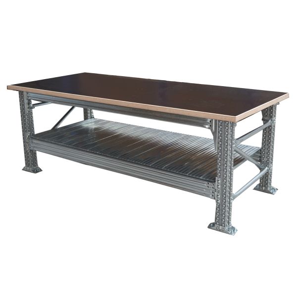 Werkbank type456 H927xD900xL3000 incl. betonplex  bovenblad (30 mm) plus 1 legbord.