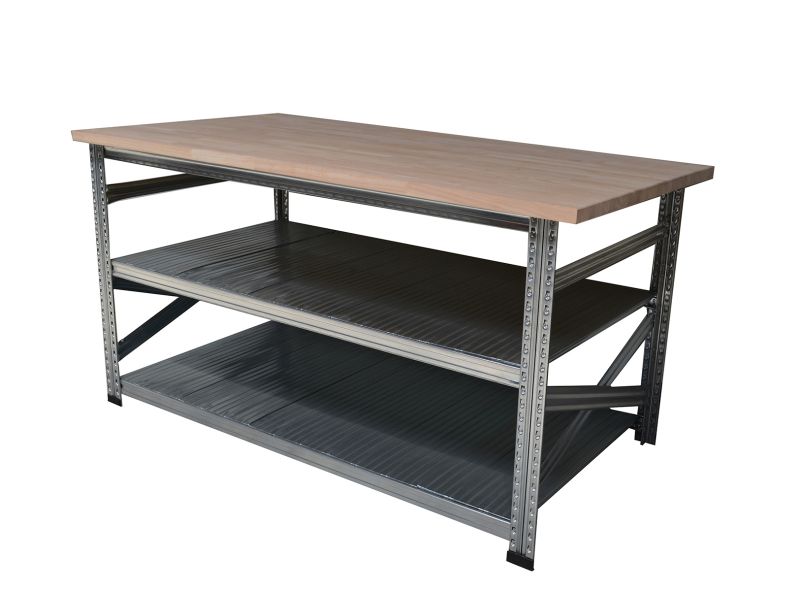 Werktafel type123 H925xD700xL1100 met ecolwood werkblad 30 mm plus 2 legborden