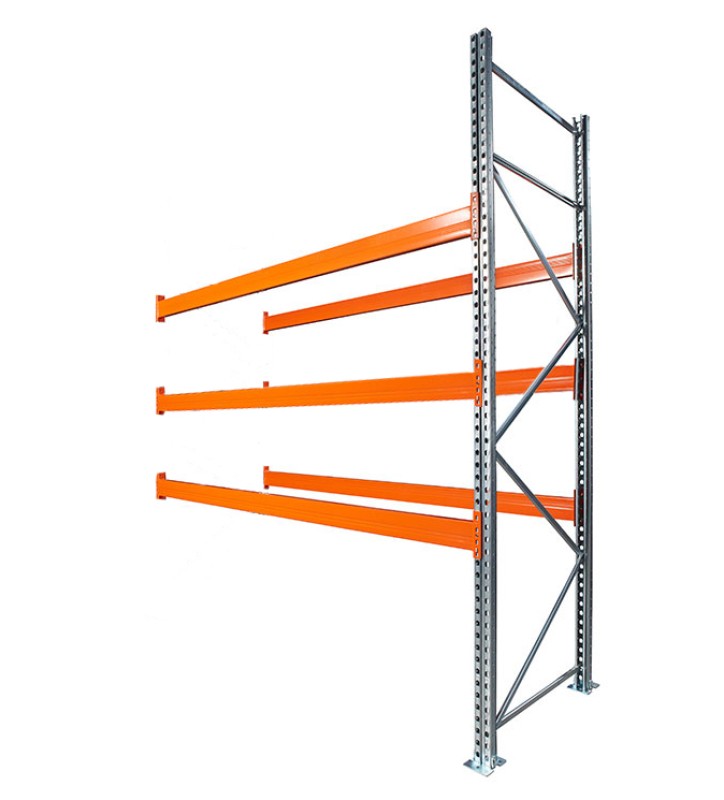 Grond + 3 niveaus draagbalken (liggers)
capaciteit: 16 europaletten