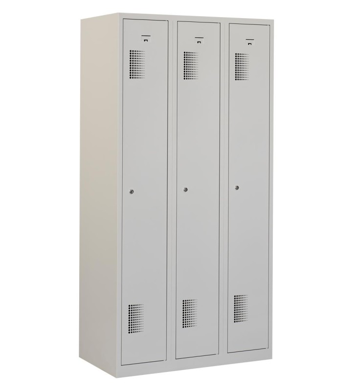 Locker type T, 3x1 deur, grijze omkasting, grijze deuren