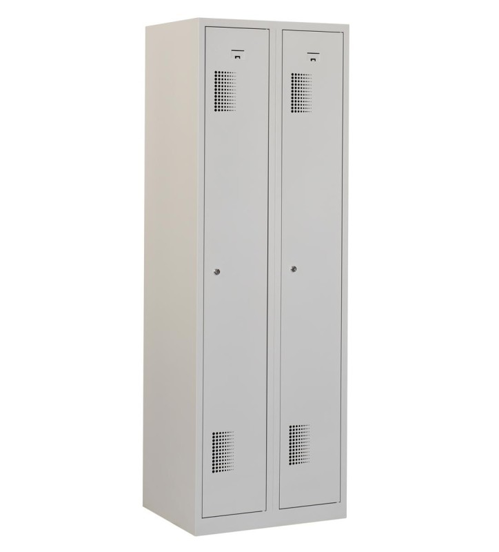 Locker type T, 2x1 deur, grijze omkasting, grijze deuren