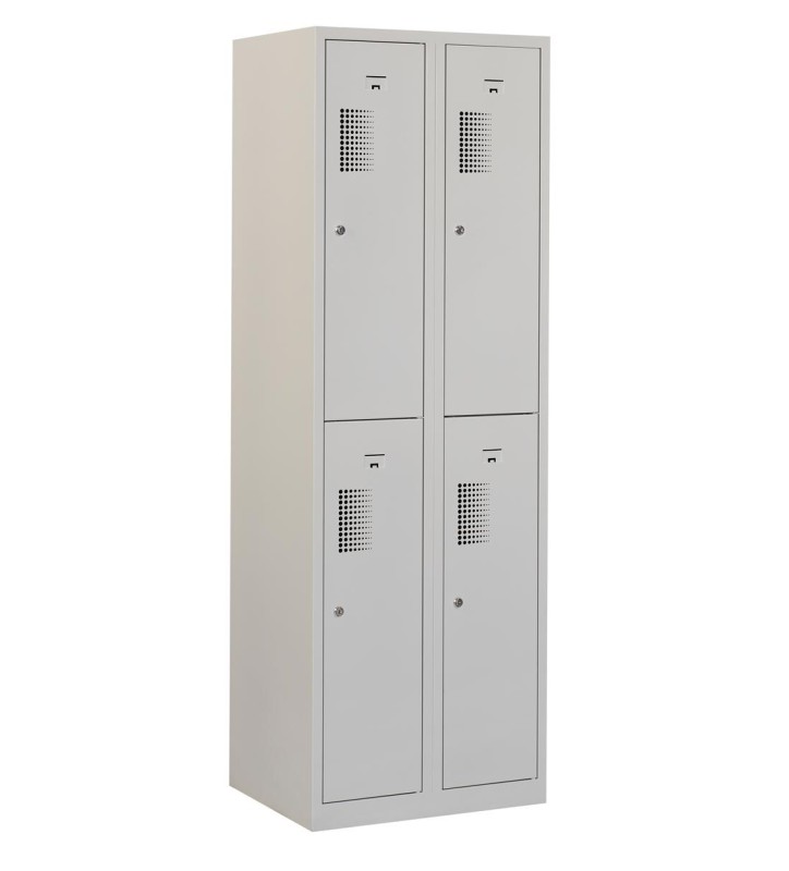 Locker type T, 2x2-deurs, grijze omkasting, grijze deuren