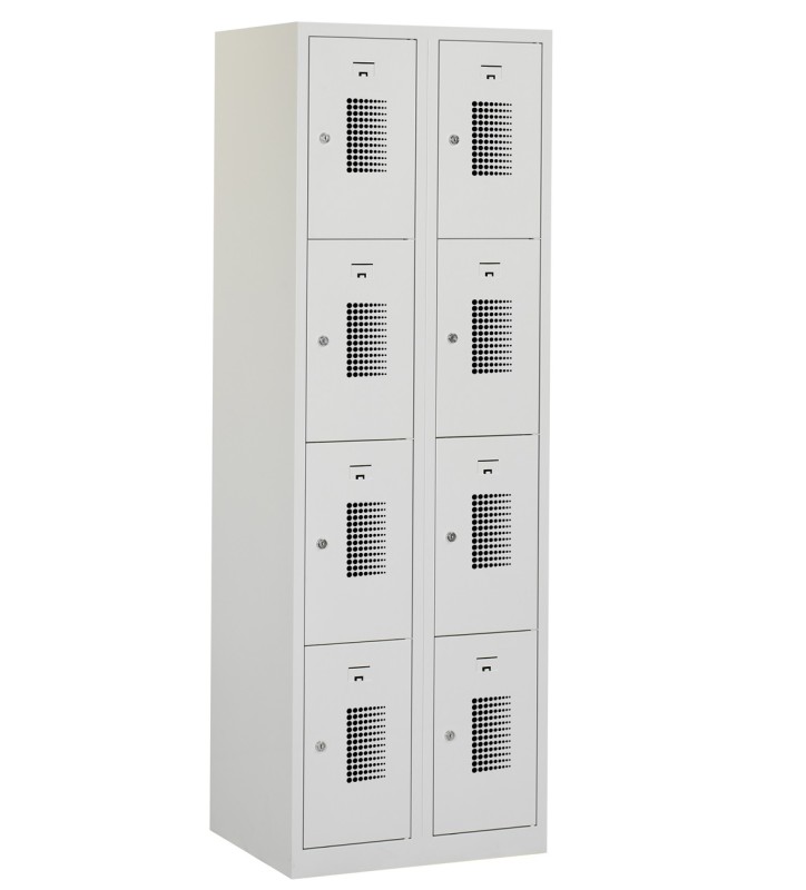 Locker type T, 2x4-deurs, grijze omkasting, grijze deuren