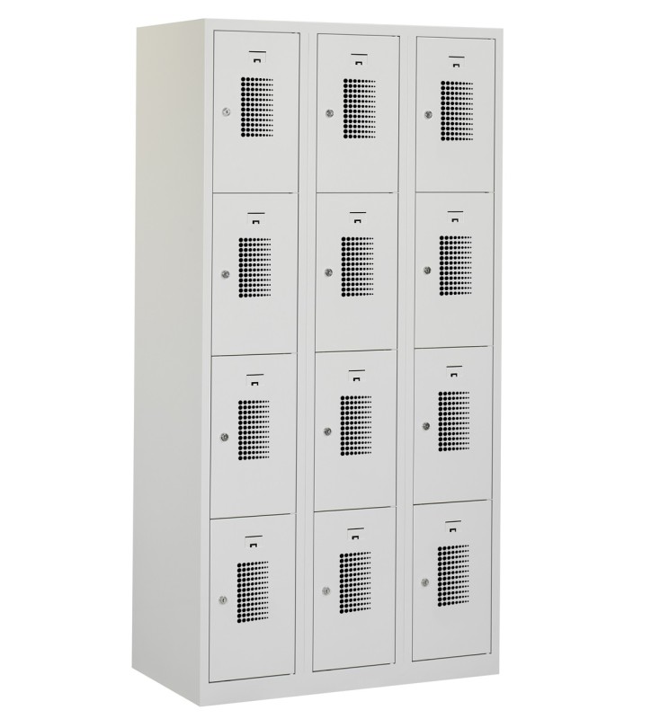 Locker type T, 3x4-deurs, grijze omkasting, grijze deuren