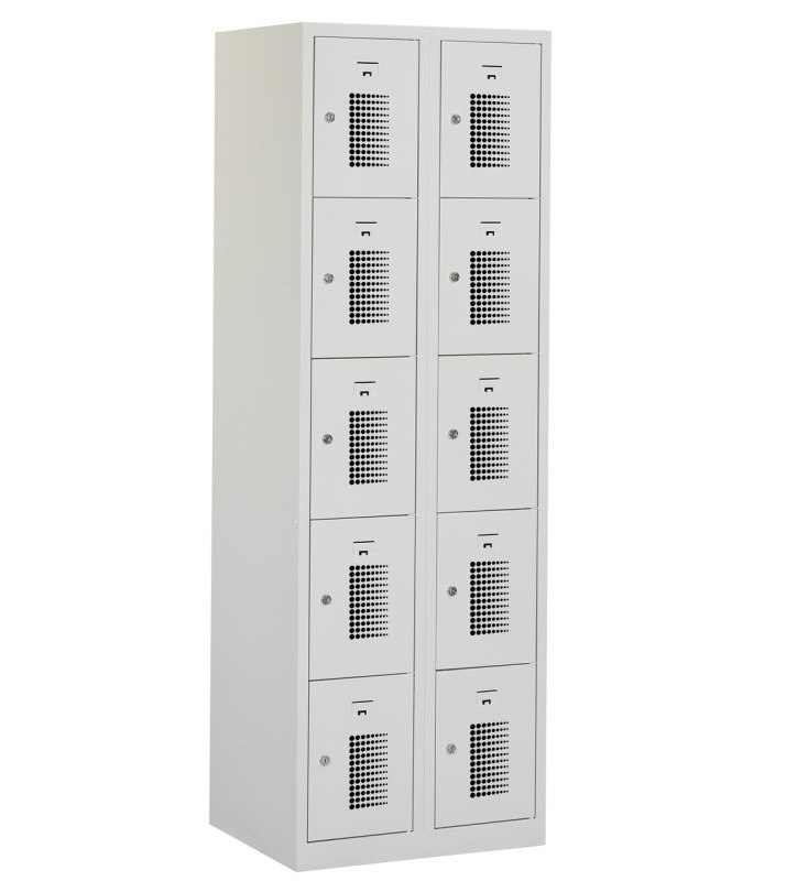 Locker type T, 2x5-deurs, grijze omkasting, grijze deuren