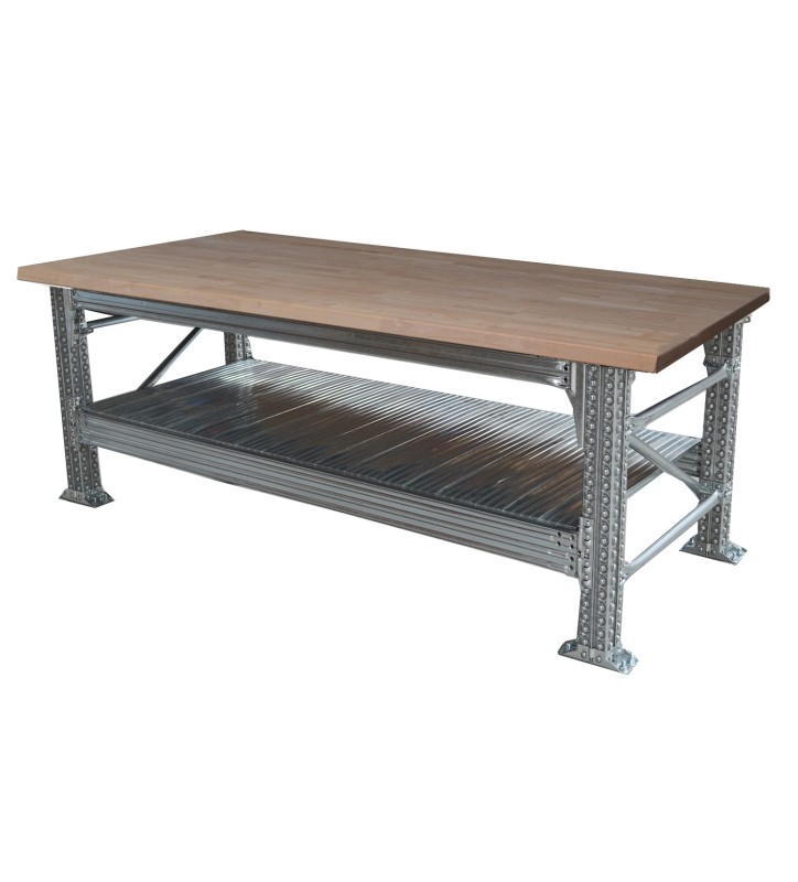 Werkbank type456 H921xD800xL1800 incl. ecolwood bovenblad (30 mm) plus 1 legbord.